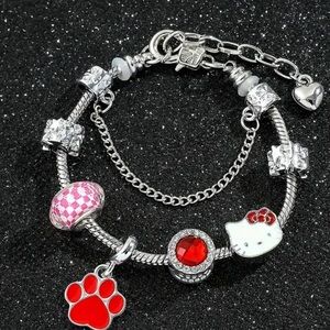 *** Sanrio licensed Hello Kitty ***  stainless steel charmed jewelry bracelet